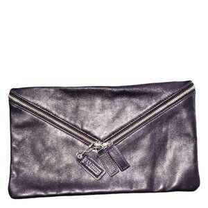 Danier Leather Women's Clutch Purse Black Leather Double Zipper